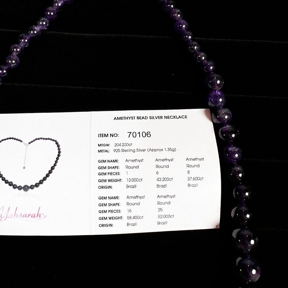 Amethyst Bead Silver Necklace | yahsarah | Gems TV | 925 Sterling Silver - Picture 5 of 12